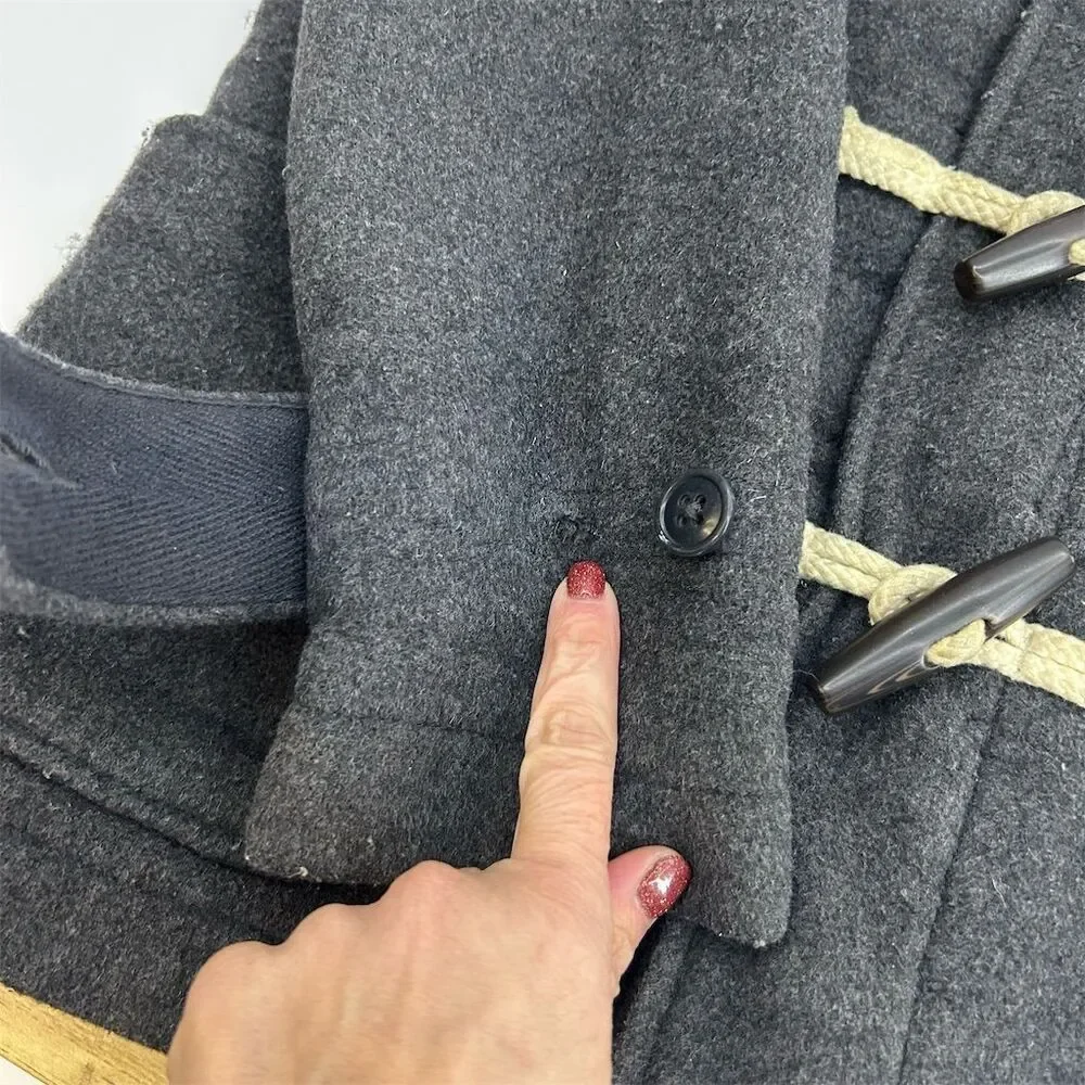 Gap Kids Gray Duffle Coat Size Small 6  Hooded Toggle Casual Mid-Length See Flaw